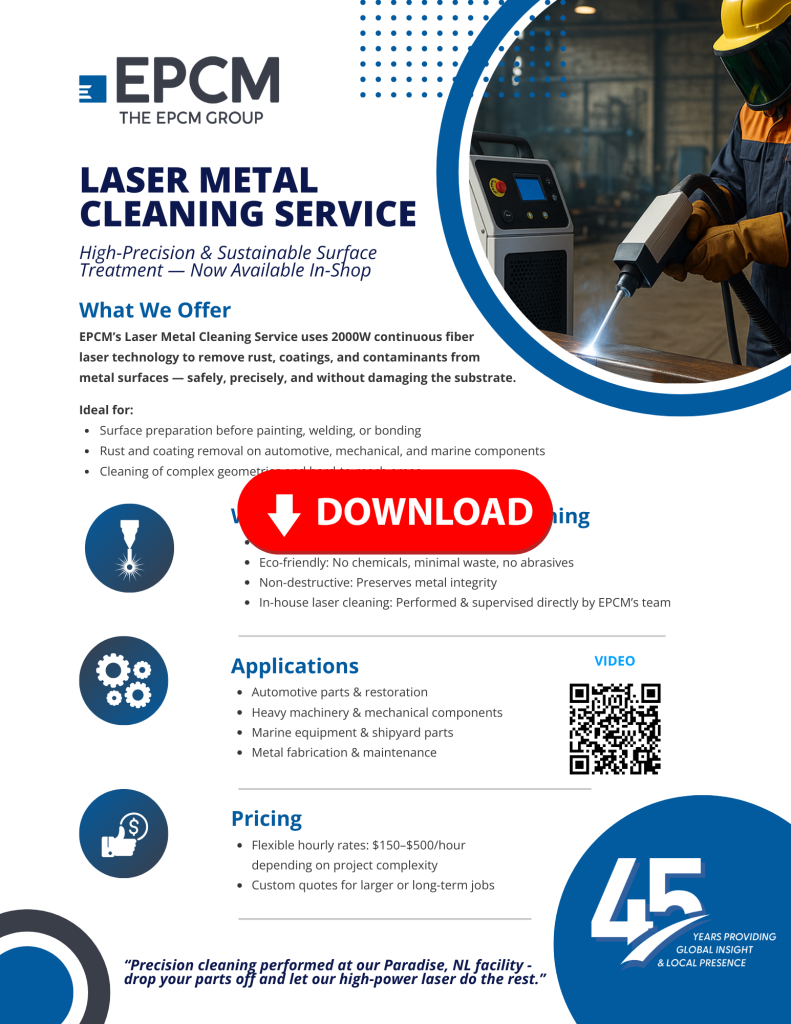Laser Metal Cleaning - - https://www.epcm.com/services/laser-metal-cleaning/ engineering services - EPCM